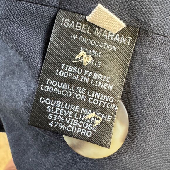 Isabel Marant Etoile Linen Laney Checked Plaid Double Breasted Blazer Size 38 - Picture 4 of 7